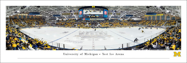 Michigan Wolverines Hockey Yost Ice Arena Game Night Panoramic Poster Print - Blakeway