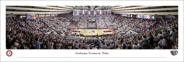 Alabama Crimson Tide Basketball Coleman Coliseum Game Night Panoramic Poster Print - Blakeway Worldwide