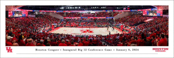 Houston Cougars Basketball Fertitta Center Game Night Panoramic Poster Print - Blakeway Worldwide