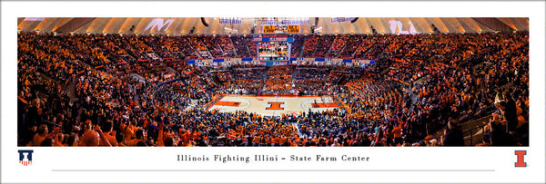 Illinois Fighting Illini Basketball State Farm Center Game Night Panoramic Poster - Blakeway Worldwide