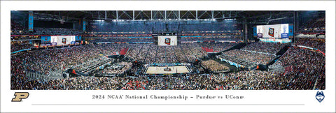 NCAA Men's Basketball 2024 Championship Game (Purdue vs UConn) Panoramic Poster Print - Blakeway