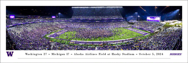 Washington Huskies Football "Storm the Field" (10/5/2024) Panoramic Poster Print - Blakeway Worldwide