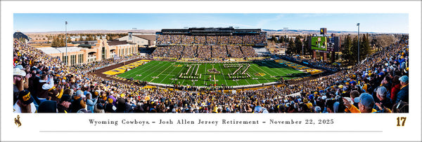 Wyoming Cowboys Football War Memorial Stadium Josh Allen Retirement Ceremony (2025) Panoramic Poster Print - Blakeway