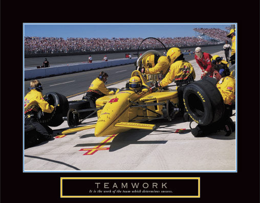 Auto Racing "Teamwork" Motivational Poster (Indy Car CART Racing) - Front Line