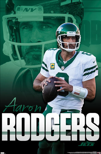 Aaron Rodgers "Jet Powered" New York Jets QB NFL Action Wall POSTER - Costacos 2024