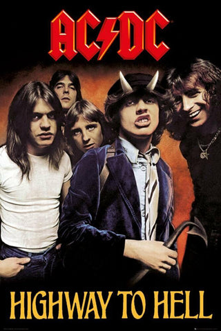 AC/DC Highway to Hell (1979) Classic Rock Heavy Metal Album Cover Poster - Pyramid America
