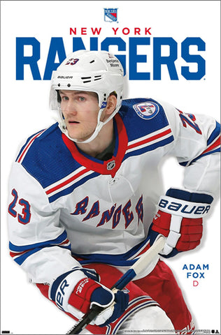 Adam Fox "Super Defender" New York Rangers NHL Hockey Action Poster - Costacos 2023