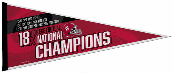 Alabama Crimson Tide Football 18-Time NCAA National Champions Felt Pennant - Rico Inc.