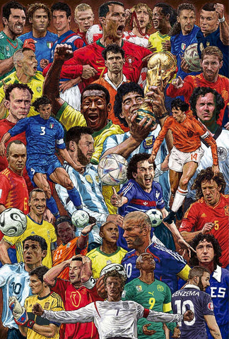 Soccer "Legends of The Pitch" 33 All-Time Football Superstars Art Collage Poster - Grupo Erik 2023