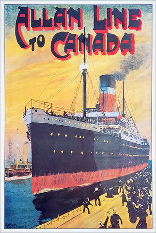 Allan Line to Canada (c.1905) Vintage Steamship Travel Poster Reproduction