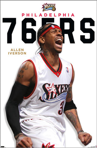 Allen Iverson "Roar" Philadelphia 76ers NBA Basketball Retro Action Poster - Costacos Sports 2023