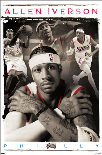 *SHIPS 11/29* Allen Iverson "Legend" Philadelphia 76ers NBA Basketball Classic Collage Poster - Costacos Sports 2023