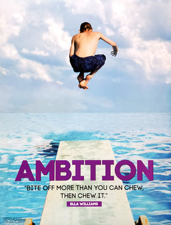 Swimming off Diving Board "Ambition" (Bite Off More Than You Can Chew) Poster - Jaguar