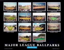 Major League Ballparks, American League (14 Baseball Stadiums circa 2004) 22x28 Poster Print - Aerial Views Inc.
