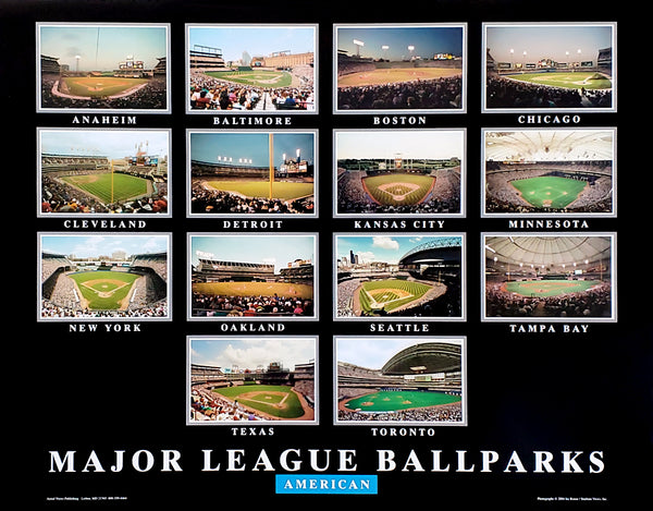 Major League Ballparks, American League (14 Baseball Stadiums circa 2004) 22x28 Poster Print - Aerial Views Inc.