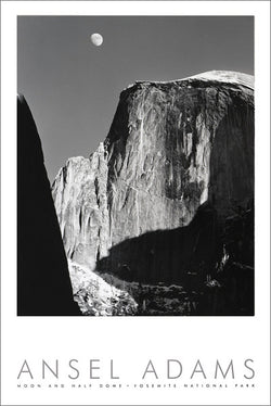 Ansel Adams "Moon and Half Dome, Yosemite" (1927) Classic Black-and-White Photography Poster Print - Little, Brown & Co. 1997