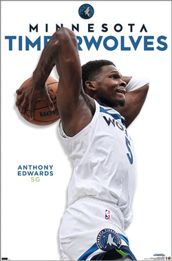 Anthony Edwards "Power Slam" Minnesota Timberwolves NBA Basketball Action Poster - Costacos 2024