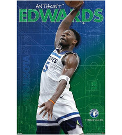 Anthony Edwards "Superstar" Minnesota Timberwolves NBA Basketball Action Poster - Costacos 2026