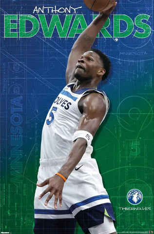 Anthony Edwards "Superstar" Minnesota Timberwolves NBA Basketball Action Poster - Costacos 2026