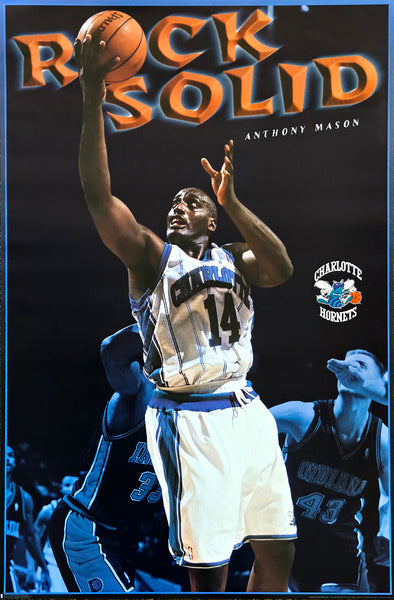 Anthony Mason "Rock Solid" Charlotte Hornets NBA Action Poster - Costacos 1997