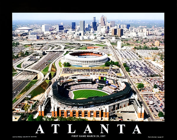 Atlanta Braves First Game at Turner Field 1997 Stadium Poster - Aerial Views