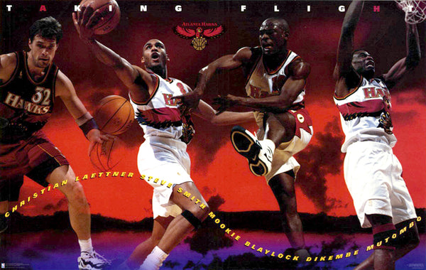 Atlanta Hawks "Taking Flight" Poster (Laettner, Smith, Blaylock, Mutombo) - Costacos 1997