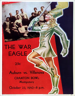 Auburn Tigers Football "War Eagle" 1942 Vintage Program Cover Poster Reproduction - Asgard Press