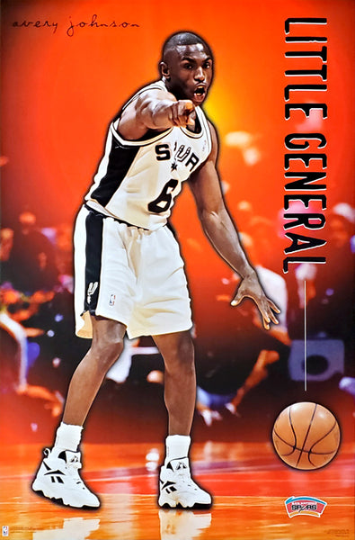 Avery Johnson "Little General" San Antonio Spurs 1995 NBA Basketball Theme Action Poster - Costacos Final Stock Collection
