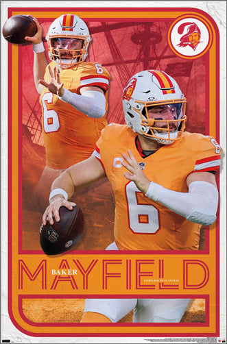 Baker Mayfield "Old-School" Tampa Bay Buccaneers QB NFL Wall Poster - Costacos Sports 2024