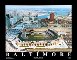 Oriole Park at Camden Yards First Game (4/3/1992) Baltimore Orioles Poster Print - Aerial Views