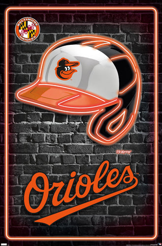 Baltimore Orioles Official MLB Baseball Logo Helmet Wordmark Team Poster - Costacos Sports