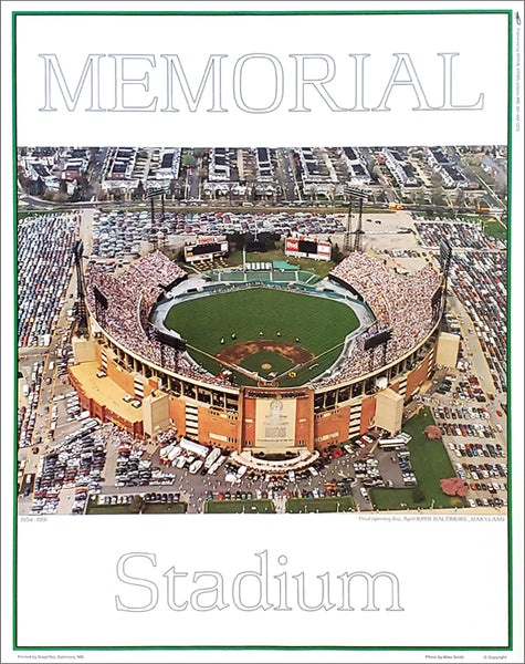 Baltimore Orioles Memorial Stadium Final Opening Day (4/8/1991) Commemorative Poster - Aerial Views