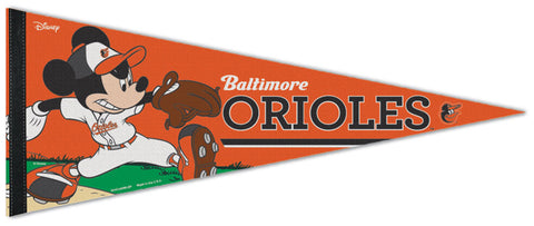 Baltimore Orioles "Mickey Mouse Flamethrower" Official MLB/Disney Premium Felt Pennant - Wincraft Inc.