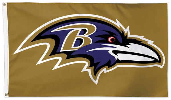 Baltimore Ravens Official NFL Football Team Logo-on-Gold DELUXE 3'x5' FLAG - Wincraft