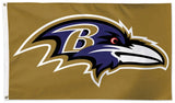 Baltimore Ravens Official NFL Football Team Logo-on-Gold DELUXE 3'x5' FLAG - Wincraft