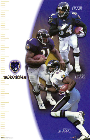Baltimore Ravens "Three Birds" (Jamal Lewis, Jermaine Lewis, Shannon Sharpe) Poster - Costacos 2000