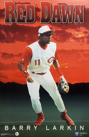 Barry Larkin "Red Dawn" Cincinnati Reds 1993 MLB Theme Action Poster - Costacos Final Stock Collection