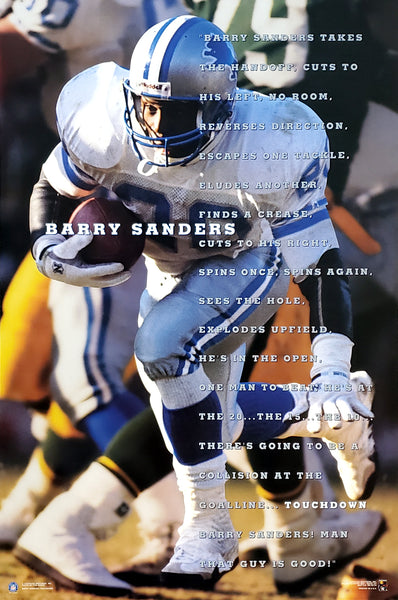 Barry Sanders "This Guy Is Good" Detroit Lions 1996 NFL Football Theme Action Poster - Costacos Final Stock Collection