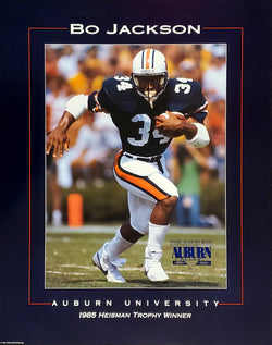 Bo Jackson Auburn Tigers Football 1985 Heisman Trophy Commemorative Poster - John Costacos 1992
