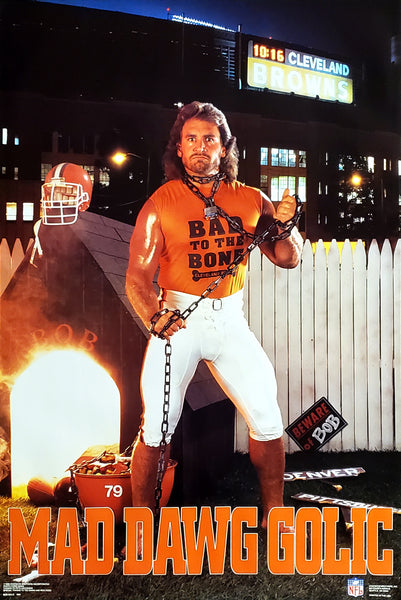 Bob Golic "Mad Dawg Golic" Cleveland Browns Vintage Original 1988 NFL Theme Poster - Costacos Final Stock Collection