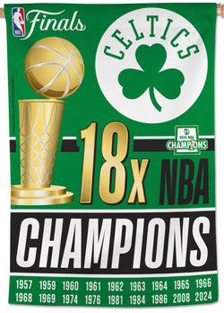 Boston Celtics 18-Time NBA Champions Commemorative 28" x 40" Wall Banner - Wincraft Inc.