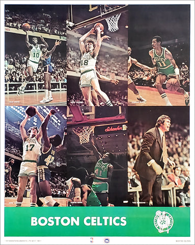 Boston Celtics Six-Stars 1977 NBA Action Vintage Original Poster - Marathon Graphics