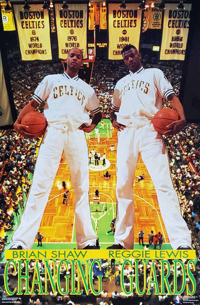 Brian Shaw and Reggie Lewis "Changing Of The Guards" Boston Celtics 1991 NBA Basketball Action Poster - Costacos Final Stock Collection