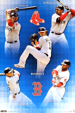 Boston Red Sox "Super Five" Poster (Youkilis, Gonzalez, Pedroia, Buchholz, Crawford) - Costacos 2011