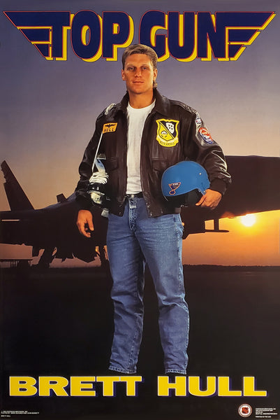 Brett Hull "Top Gun" St. Louis Blues 1991 NHL Action Poster - Costacos Final Stock Collection