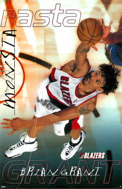 Brian Grant "Rasta Monsta" Portland Trail Blazers NBA Action Poster - Costacos 1999