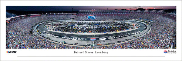 Bristol Motor Speedway at Dusk Aerial Panorama Poster Print - Blakeway Worldwide 2023