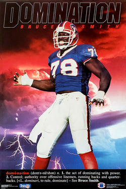 Bruce Smith "Domination" Buffalo Bills 1990 NFL Theme Action Poster - Costacos Final Stock Collection