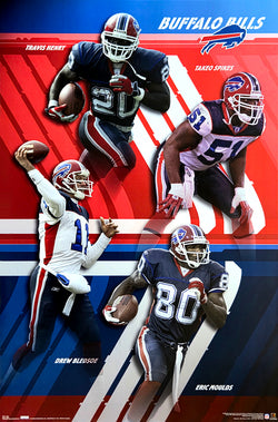 Buffalo Bills "Superstars" Poster (Henry, Moulds, Bledsoe, Spikes) - Costacos 2003
