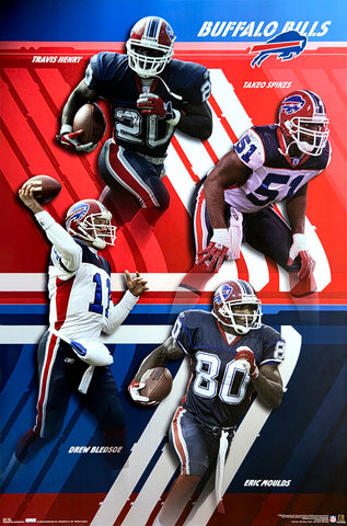 Buffalo Bills "Superstars" Poster (Henry, Moulds, Bledsoe, Spikes) - Costacos 2003
